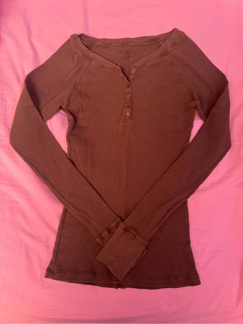 Brandy Long Sleeve brown Henley